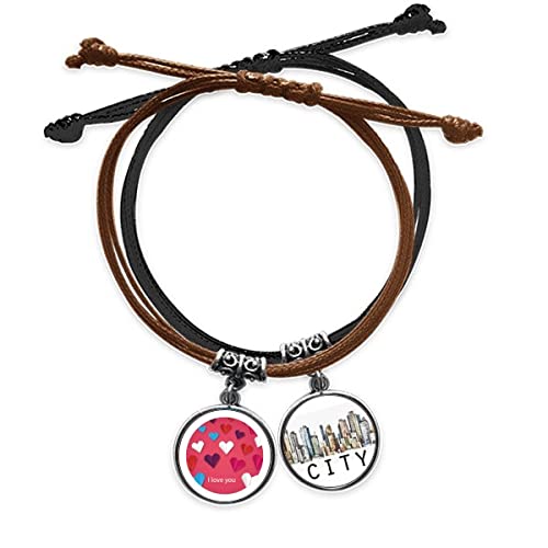 Bracelet corde motif géométrique origami cœur en cuir noir pour homme et femme Sidi