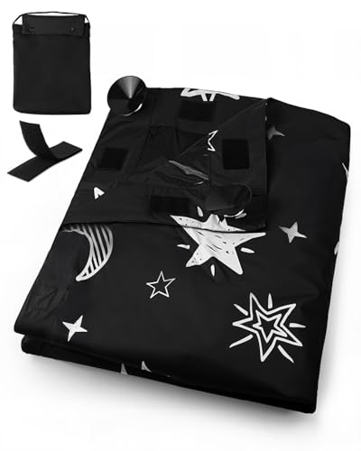 Portable Blackout Blind With Suction Cups, Temporary Blackout Blinds Stick On, 0.55KG Lightweight Black Out Blind, Travel Blackout Blind, Adjustable No Drill Baby Blackout Window Cover, 130 X 198cm