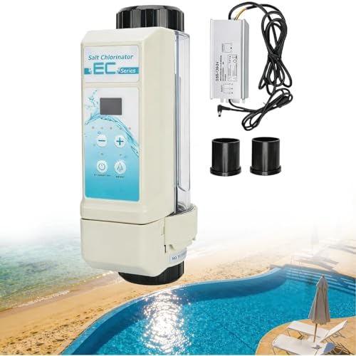 Salt Chlorine Generator for Inground Pools, Electrolytic Saltwater Device with Salinity Display, Self-Cleaning Function, Ideal for Pools ≤ 35m³