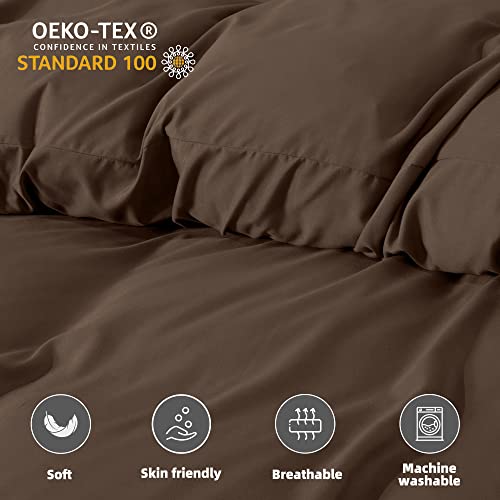 Kingsley Trend Coffee Duvet Cover Set - Pre-Washed 3-Piece Microfiber Duvet Cover Set With Bowtie Knot Closure, Ultra Soft & Breathable Duvet Cover Set King/Cal King Size. Machine Washable #TOP4