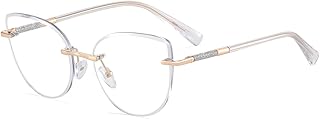 Clear Lens Rimless Glasses Female Metal Trendy Cat Eye Glasses Frame Women Eyewear