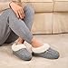 HomeTop Women's Knit Clog Slippers Comfy Warm Memory Foam Non-slip Indoor House Shoes with Fuzzy Collar (8, Cool Gray)