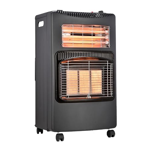 AMOS Portable Calor Gas & Electric Heater, 3 Heat Settings, Foldable & Free-Standing with Wheels,...