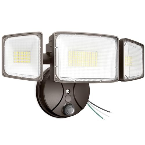 Onforu 100w Dusk to Dawn Outdoor Lighting,11000LM Led Outdoor Light from Dusk Till Dawn,Super Bright Flood Light,IP66 Waterproof Exterior Security Brown Light Fixture,3 Heads Photocell for Garage,Yard