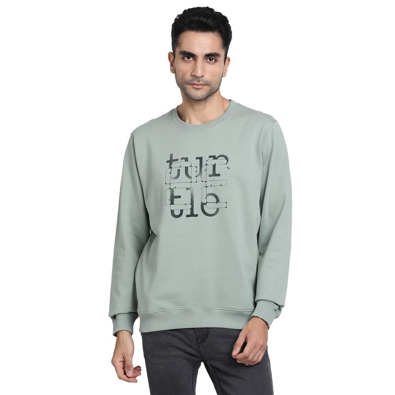 Sweat-shirt décontracté homme vert Turtle en taille 40 à manches longues