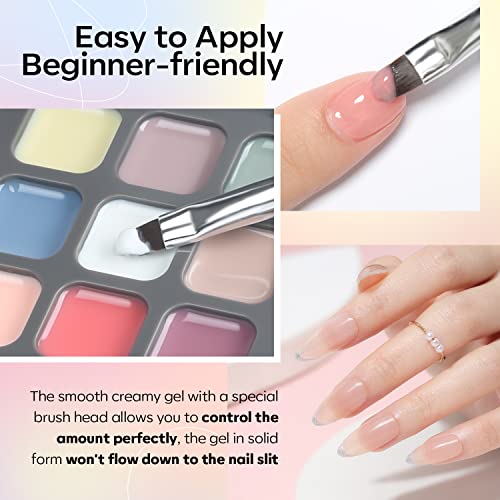 Modelones Jelly Gel Nail Polish Set, 9 Colors Neutral Nude Pink White Solid Gel Polish Translucent Pudding Gel Upgraded Crème Manicure Palette Soak Off Led Nail Art Kit Salon Diy, With Pro Nail Brush #TOP4