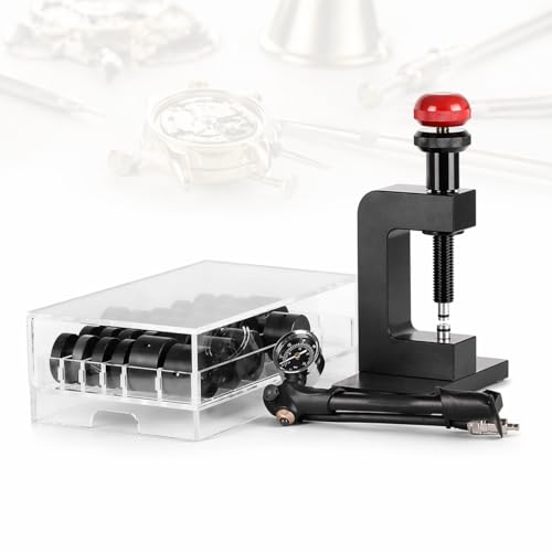 AMQYDT Kit D'outils pour Lunette De Montre avec 9 Miroirs Fixes, Kit De Réparation De Verre De Montre, 33 Matrices Rotatives À 360° pour Horlogers