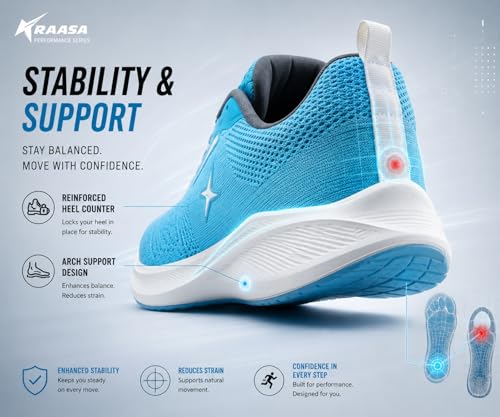 Image of Kraasa Men's Running Shoes | Breathable Mesh Upper | Lightweight Phylon Sole | Cushioned EVA Insole | Comfortable Sports & Casual Sneakers for Gym, Walking & Daily Use