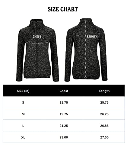 Dolcevida Women's Long Sleeve Sweater Fleece Zip Up Speckled Jacket With Pockets (Black Mix, L) #TOP6