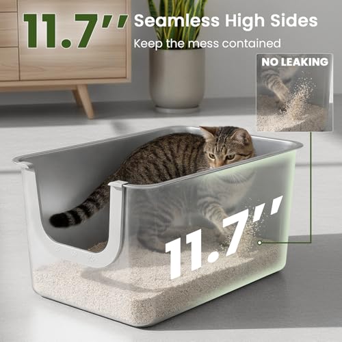Arenero de acero inoxidable XL para gatos con lados altos miniatura 3