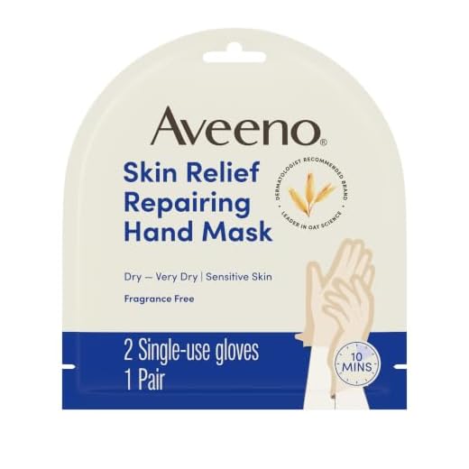 Aveeno Repairing CICA Hand Mask with Prebiotic Oat and Shea Butter for Extra Dry Skin, Paraben and Fragrance Free, 1 Pair of Single Use Gloves