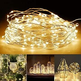Fio Fada Cobre Branco Frio Luz Natal 10m 100 Leds Pilha Festa Decoração Natal Pisca Luz Natalina Cor