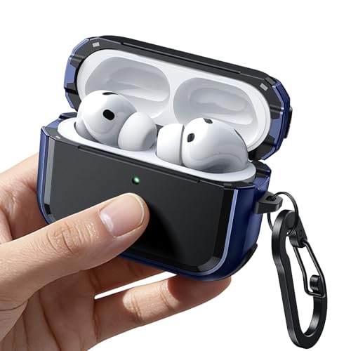 JETech Powerful Drop Protection Case Cover for AirPods Pro 3 (2025) with Keychain Magnetic Lid Compatible with MagSafe Front LED Visible (Blue)