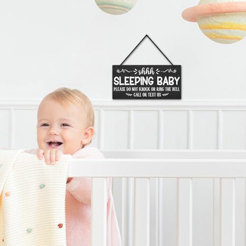 Image of Putuo Decor Sleeping Door Sign for Front Door PVC Shhh is Sleeping Do Not Knock or Ring Doorbell Door Hanger Sign No Soliciting Sign for Home Room Nursery Kindergarten Decor