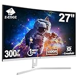 Z-Edge 27 Inch Curved Gaming Monitor 300Hz (DP) 240Hz (HDMI) 1ms MPRT Full HD LED Monitor, 250cd/m² Brightness, 16:9 VA Panel, FreeSync, HDR10, HDMI 2.0 & DisplayPort 1.4, VESA Mountable - White