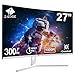 Z-Edge 27 Zoll Curved Gaming Monitor 300Hz (DP) 240Hz (HDMI) 1ms MPRT Full HD 1080P VA Panel 16:9 LED Bildschirm, 250cd/m² Helligkeit, FreeSync, HDR10, DisplayPort1.4 & HDMI2.0, VESA Kompatibel - Weiß