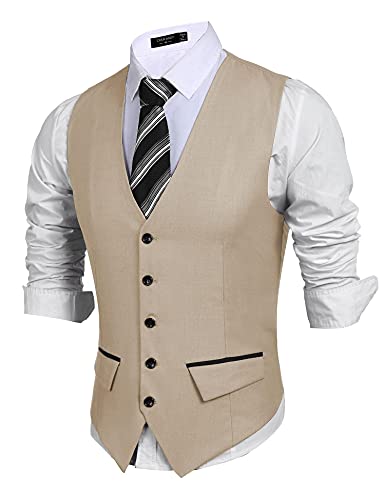 Coofandy Men's Formal Waistcoat Slim Fit Business Dress Vest 5 Button Suit Vest #TOP1