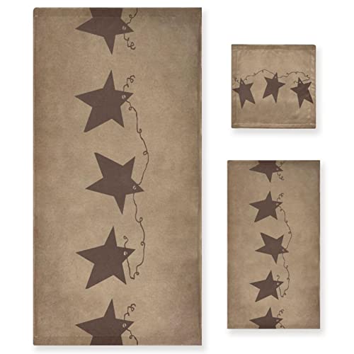 Primitive-Bath-Towels-Set-of-3Vintage-Country-Rustic-Texas-Star-Farmhouse-Decoractive-Bathroom-Towels-Set-1-Bath-Towel1-Hand-Towel1-WashclothSoft-Shower-Towels-for-Bathroom-Beach-Gym-Spa Primitive Bath Towels Set of 3Vintage Country Rustic Texas Star Farmhouse Decoractive Bathroom Towels Set 1 Bath Towel1 Hand Towel1 WashclothSoft Shower Towels for Bathroom Beach Gym Spa
