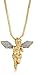 Gold Tone Sparkled Silver Stardust Wings Hip Hop Guardian Angel Necklace (Gold Tone Angel Pendant - Silver Wings)