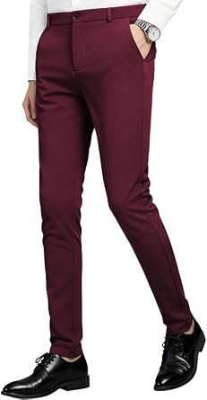 MAGE MALE Mens Skinny Stretch Dress Pants Slim Fit Suit Pants