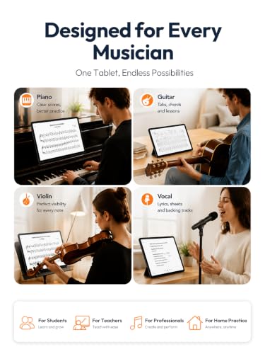 Image of 15.6 Inch Android 16 Tablet, FHD IPS Sheet Music Display for Musicians | 12GB Memory 128GB Storage, Helio G99 Octa-Core, 12000mAh Battery, 32MP Rear Camera, Quad Speakers, Sheet Music Display