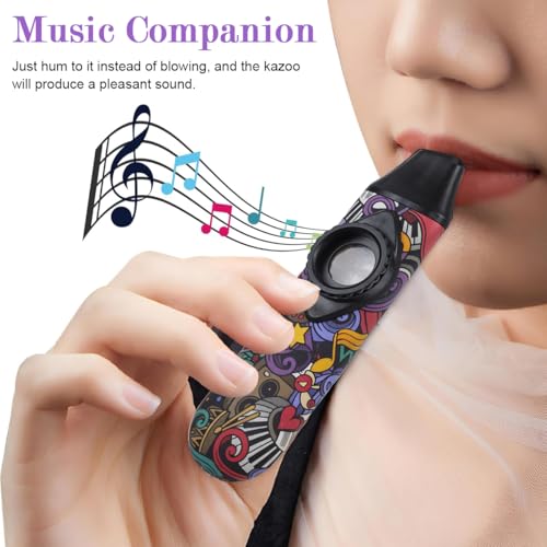 Image of HASTHIP Kazoo Musical Instruments for Kids and Adults Graffiti Style Kazoo Musical Instrument, Fashion Tunable Kazoos Instrument with 5Pcs Membrane, Lanyard, Playing Instructions, Storage Case