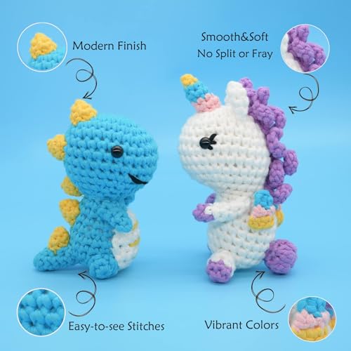Image of 3 Pack Beginners Crochet Yarn Cotton Crochet Yarn for Crocheting Knitting Beginner with Easy-to-See Stitches Cotton-Nylon Blend Crochet Yarn for Beginners Crochet Kit(3x50g)-Coffee Brown+White+Yellow