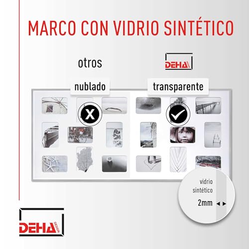 Miniatura 5 de Deha Design Marco De Collagecon Passepartout, 109,2 X 49,5 Cm, Aluminio, Plata Mate, Collage Mit 18 Bildernpara Colgaren Formato Vertical Y Apaisado, Vidrio Sintético Irrompible, Tribeca