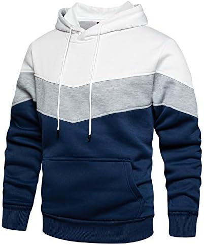 Mens Novelty Color Block Hoodies Cozy Sport Outwear, White-S