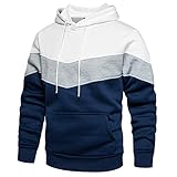 Mens Novelty Color Block Hoodies Cozy Sport Outwear, White-S