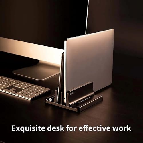 Soporte para laptop ajustable negro elevador vertical de escritorio 7