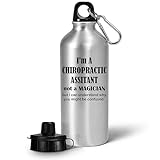 Art by Chelsydale Im a Chiropractic Assistant Gifts - Not a Magician - Water Bottle Tumbler Portable Drinkware - Chiropractor Asst Support Chiro Office Clinic Funny Cute Gag