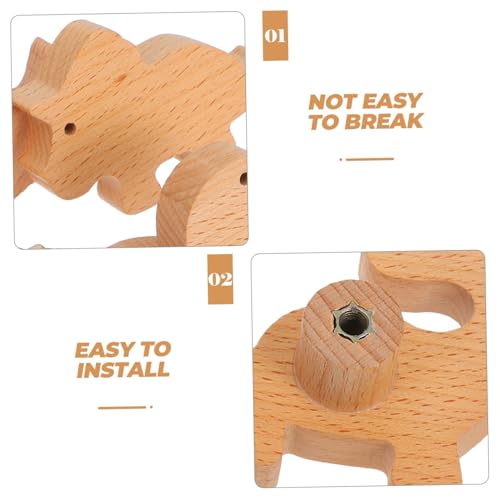Boutons de commode dinosaure bois Vaguelly avec vis et adhésifs - 4