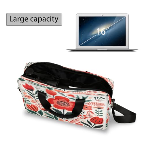 Maletín para laptop flores tulipán rojo 15.6-16" miniatura 5