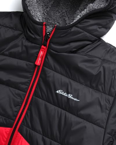 Image of Eddie Bauer Boys' Reversible Jacket - Waterproof Lightweight Fleece Lined Hooded Puffer Coat - Boys Outerwear Jacket (5-20)