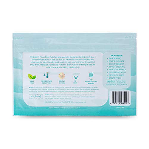 Medagel Fevercool Patches - Cooling Patches For Fever, Migraine & Headache Relief | Made In The Usa | Cool Temperature | Mess & Odor Free | Adults & Kids 2+ | 1 Pack (4 X Patch) #TOP1