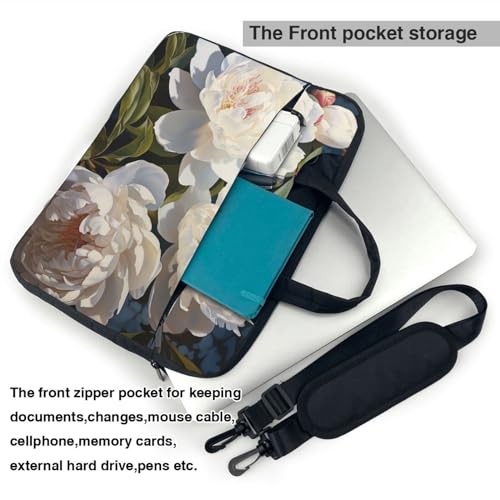 Maletín para laptop blanco peonía para hombre y mujer miniatura 3