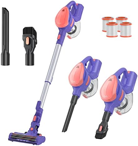 TMA Cordless Vacuum Cleaner, 6 in 1 Stick Vacuum Cleaner with 4 Filters 8-Cell Battery & 40 Mins Running Time 1.3L Dust Cup&LED Floor Brush Head for Hardwood Floor/Low-Pile Carpet Deep Clean T151