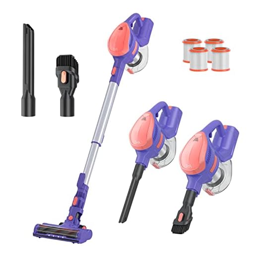 TMA Cordless Vacuum Cleaner, 6 in 1 Stick Vacuum Cleaner with 4 Filters 8-Cell Battery & 40 Mins Running Time 1.3L Dust Cup&LED Floor Brush Head for Hardwood Floor/Low-Pile Carpet Deep Clean T151