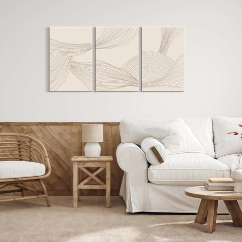 3 Minimalist Line Canvas Wall Art Modern Abstract Neutral Tones Poster Print Gallery Home Decor Painting Suitable for Bedroom Living Room Studio 16x24 inches Ready to Hang by RJETZMU - Image 7