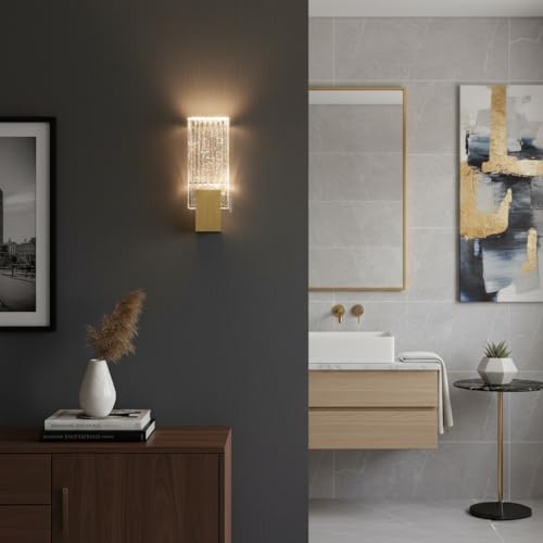Lámpara de acento rectangular con luz LED integrada y acabado dorado brillante 8