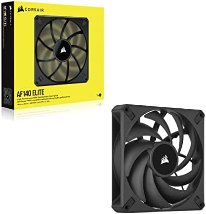 Corsair AF140 ELITE, High-Performance 140mm PWM Fluid Dynamic Bearing Fan with AirGuide Technology (Low-Noise, Zero RPM Mode Support) Single Pack - Black