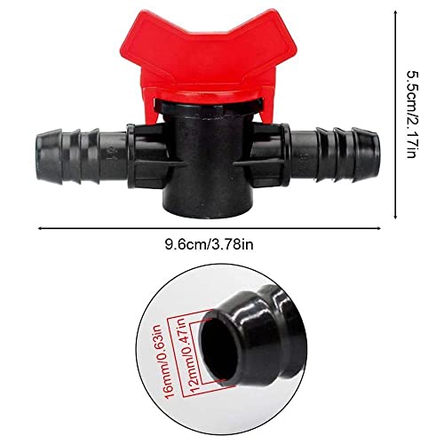 Barbed Ball Valve,12mm/16mm/12mm to 16mm Barb Connector Shut Off Switch for Garden Drip Irrigation Aquarium Hose Tube - Image 3