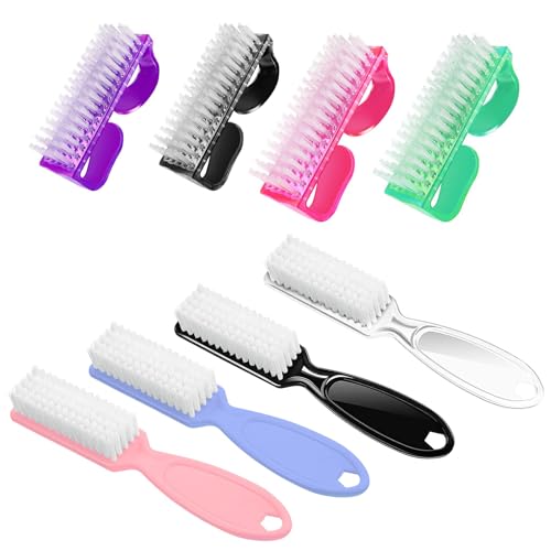 ROSVIDY 8 PCS Nail Brush for Cleaning Fingernails, Handle Grip Nail Scrubber Brush, Cleaner Brushes Manicure Tools Scrub Brushes Kit, Toenail Brush To Clean Under Nails Pedicure Foot Small Brush Women Men