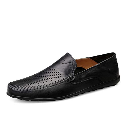 Mocassins En Cuir Véritable Pour Homme - Business & Casual - Taille 37 à 47 - Couleur Noire, Coupe Respirante