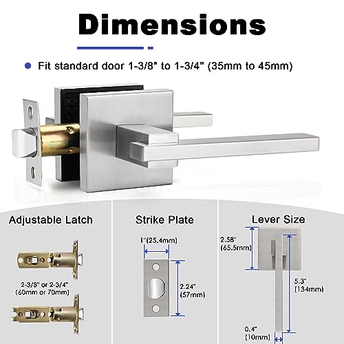 Orger 5 Pack Nickel Passage Door Lever Interior Door Handle for Hallway and Closet, Square Passage Door Lever Lock Set, Reversible for Right & Left Sided Doors Modern Style by Orger - Image 6