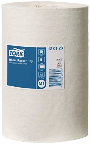 Tork 120123 Standard Papierwischtücher für M1 Mini Spender mit Innenabrollung - Wischtücher aus Papier in WeiÃ, 1-lagig & ungeprägt - 11 Rollen x 120 Meter, unperforiert (21,5 cm) – Bild 4
