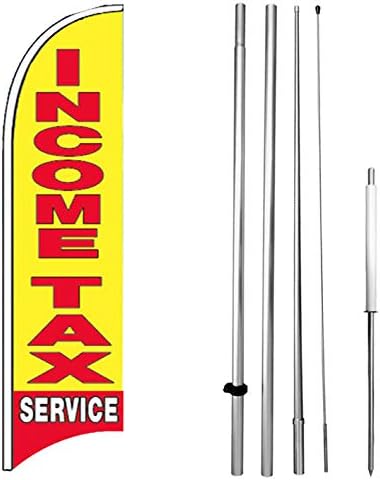 Income Tax Service - Windless Feather Swooper Flag Banner Sign Kit - yb-h