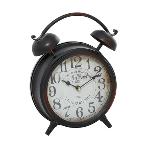 Deco 79 Metal Clock with Bell Style Top, 10" x 4" x 13", Black