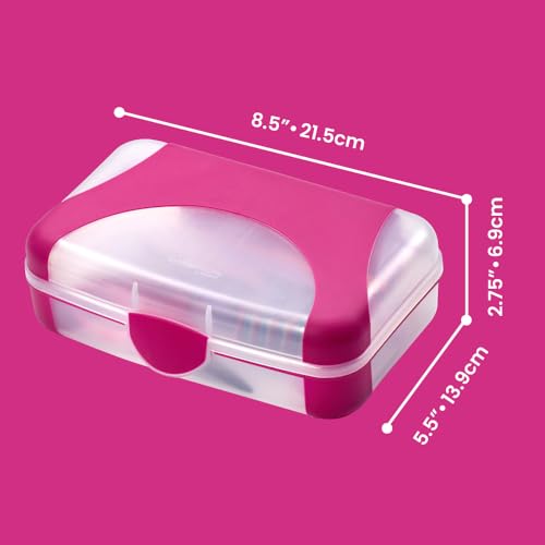 Image of LockerMate by Bostitch Hard Pencil Case, Durable Plastic Pencil Box, Kid-Friendly Design, Fuchsia & Clear